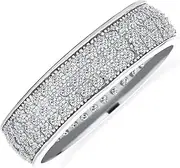 [Bling Jewelry] Classic Traditional Bridal 3 Row Micro Pave Cubic Zirconia CZ Anniversary Eternity Wedding Band Ring For Women Yellow 14K Gold Plated .925 Sterling Silver Rhodium 5MM Wide