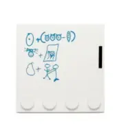 LEGO White Modified 4 x 4 Tile with Studs & Blue Formula on Dry Erase Whiteboard