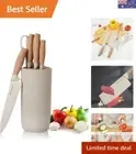 Kitchen Knife Set, 6-Piece Khaki Sharp Knife Set for Kitchen, Non-stick Non-s...