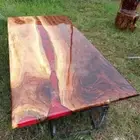 Red Epoxy Table, Mid Century Modern Dining Coffee Table, Acacia Wood Table Tops