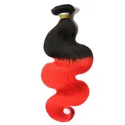 3 bundle + closure 4x4 1b#red Body Wave Hair Human 12''