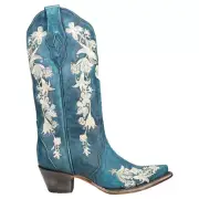 Corral Boots Embroidered Snip Toe Cowboy Womens Blue Casual Boots A4361