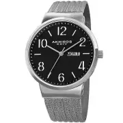 Men's Akribos XXIV AK996SSB Date Silver Tone Stainless Steel Mesh Strap Watch