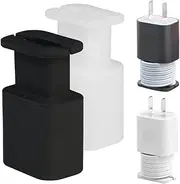 2 in 1 Charger Protection Cover, 2024 Upgraded Iphone Silicone Power Adapter Case, Data Cable Winder Anti-Break Protection Cable Storage, 18W/20W Silicone Charger Protector (2 Pack)