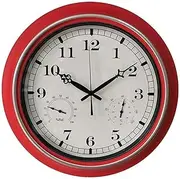 Outdoor Garden Wall Clock, with Thermometer and Humidity Waterproof and Sunscreen Outdoor Wall Clock, Indoor Outdoor Decoration