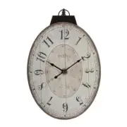 A and B Home Wall Clocks 17.7"Wx1.2"L Oval Analog Mechanical Metal Wood Classic