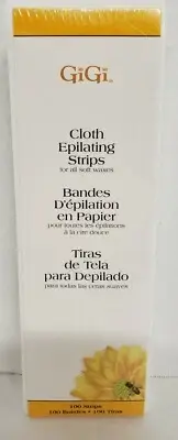 GiGi Cloth Epilating Strips for all Soft Waxes 100 Strips 3" x 9" NEW SEALED