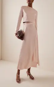 [Adam Lippes] Bruna Silk Charmeuse Midi Wrap Skirt