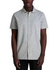 Karl Lagerfeld Paris Printed Short Sleeve Button Front Shirt