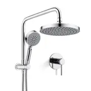 Chrome Round 8" Rain Shower Head Handheld Set Gooseneck Arm w/Mixer Tap WELS