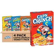 Quaker Cap'n Crunch Breakfast Cereal 4 Flavor Variety Pack NEW EXPEDITED SHIP