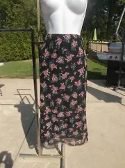 NWT PHILOSOPHY BLACK FLORAL MESH KNIT SKIRT M