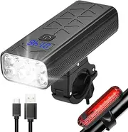 Bike Light Set, 8000 Lumens Super Bright USB Rechargeable LED Bike Lights Front And Back,5 Modes IPX6 Waterproof Headlight Bicycle Light,Cycling Front Light & Rear Light Reflectors for Night Riding