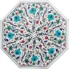 Octagon Marble Coffee Table Top Gemstone Inlay Work Center Table from Handicraft