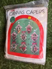 RARE Vintage Canvas Capers Christmas Ornaments 1983 Dick Martin Design Cross