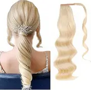 ABH AMAZINGBEAUTY HAIR Remy Human Hair Ponytail for Women, Wrap in Easy to Use, 100 Gram, Dirty Blonde with Warm Beach Blonde Highlights P18-613 Color, 20 Inch