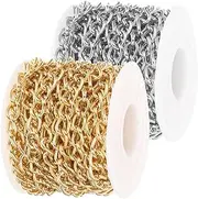 [VILLFUL] Diy Necklace Chain Jewelry Making Lightweight Aluminium Chain Roll Bag Accessory 2 Rolls Silver