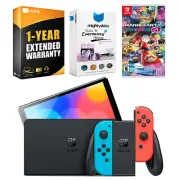 Nintendo Switch Neon Red/Blue OLED Console + Mario Kart 8 Deluxe Bundle
