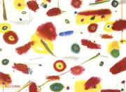 NICOLA DE MARIA Many Kisses 38" x 52" Poster 1989 Contemporary Red, Multicolor S