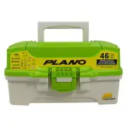 Plano "Lets Fish" 1 Tray Fishing Tackle Box Grn/Wht W/ Dividers *New and Sealed*