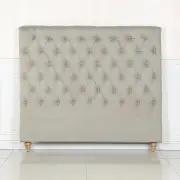 Bed Head Queen Size French Provincial Headboard Upholsterd Fabric Beige