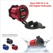 Waterproof Dual USB Charger Cigarette Lighter Power Socket LED Digital Voltmeter