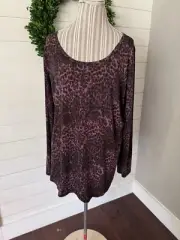 LuLaRoe Women's Purple/Brown Leopard Print Lynnae Top Sz 3XL NWT'S (I2)