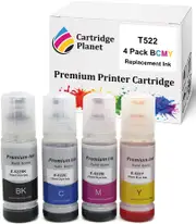 4 Pack (1BK,1C,1M,1Y) Compatible Ink for Epson T522 for Epson EcoTank ET-1110 Expression ET-2710 Expression ET-2720 Workforce ET-4700