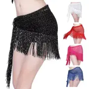 Women Belly Dance Triangle Wrap Hip Scarf Skirt Sequin Tassel Dancewear Fringe