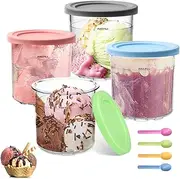 4-Pack Ice Cream Containers for Ninja Creami NC299AM & C300s Series, Replacement Pint Containers Pots with Lids for Ninja Creamy Makers, Clear Dessert Tubs Ice Cream Makers Dishwasher Safe BPA Free