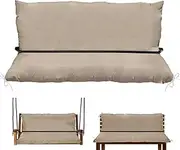 Oslimea Swing Cushion Cover Replacement 47 x 40 Outdoor Porch Swing Cushions 2-3 Seater Replacement Cover with Ties and Buckle Waterproof for Outdoor Patio Porch Swing Cushions, Tan