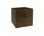 Foldable Folding Storage Cube Storage Box Fabric Organiser Available in 10 Colours - Large_DarkBrown