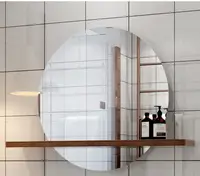 在飛比找松果購物優惠-鏡子 圓鏡 置物架 50CM 北歐浴室鏡子 衛生間壁掛裝飾鏡
