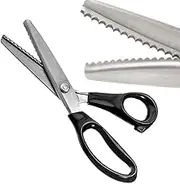 LORJE Pinking Shears for Fabric Ultra Sharp Comfort Grips Dressmaking Zig Zag Cut Scissors Sewing Scissors Serrated (Black Scalloped)