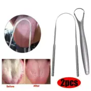 2pcs Tongue Scraper for Adult Medical Grade Reusable Stainless Steel Tongue Tool