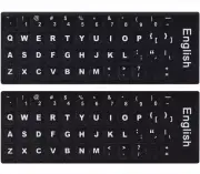 2PCS English Keyboard Letters Stickers, Large Print Bold White Font on Black Ba