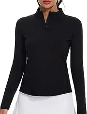 [M MOTEEPI] Womens Golf Shirt Long Sleeve Athletic Quarter Zip Pullover Sun Protection with Pocket