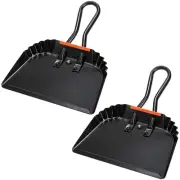 2 Pack Black Metal Dustpan, 12 Inch Heavy Duty Steel Dust Pan with Handle Han...