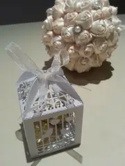 10 Pack of Silver Dove Bird Heart Wedding Bomboniere Favour Card Box - 10 Pack