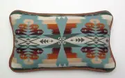 12"x20" Wool & Tan Leather SW Pattern Pillow made w/Pendleton® Fabric