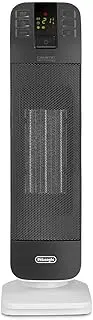 De'Longhi Ceramic Tower Fan Heater HFX65V20, Oscillating Fan Heater with Silent Operation and Ceramic Technology, Washable Anti-Dust Filter, Remote Control, 2000W, Black