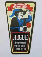 Beer STICKER ~ ROGUE Brewing Co Shakespeare Oatmeal Stout ~ Newport, OREGON