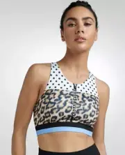 JAGGAD Melrose High-Neck Zip Crop Top. Size XXL/16. Animal Print. New With Tags