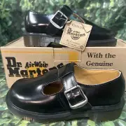 Dr. Doc Martens AirWair T-Bar Sandal Black Leather Womens 5 US NOS,Vintage,NIB