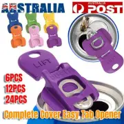 6/12/24pcs Complete Cover Easy Tab Opener Colorful 6PK Drink Can Protector Caps