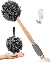 Slick- Loofah Back Scrubber With Long Handle, Shower Supplies, Brush on A Stick
