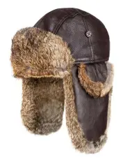 [Ozwear Ugg] Ugg Vintage Rodeo Leather Rabbit Fur Aviator Hat in Brown