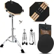Drum Practice Pad Snare Drum Stand Set, 12 Double Side Drum Pad Set with 5A Drun