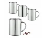 4Pcs Stainless Steel Double Wall Cup Mugs Drinking Coffee Camping Kitchen Travel
