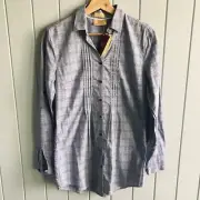 RM Williams Shirt Womens Size 8 Cotton Button Up Open Collar Knowsley Purple NWT